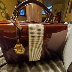 Patent Leather Rhinestone Center Tote